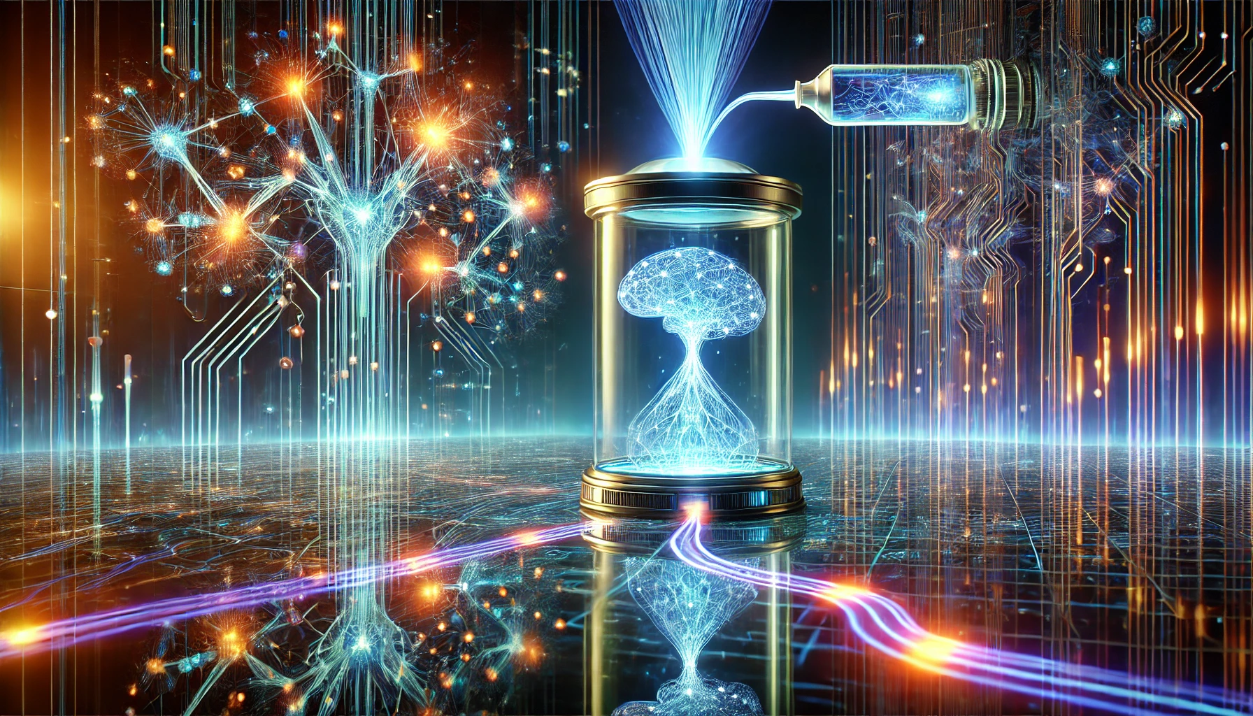 An Artistic Illustration of an Advanced AI System, Represented by a Glowing, Futuristic Digital Brain